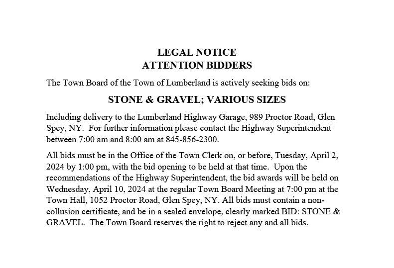Legal Notice - Stone and Gravel Bids - Copy